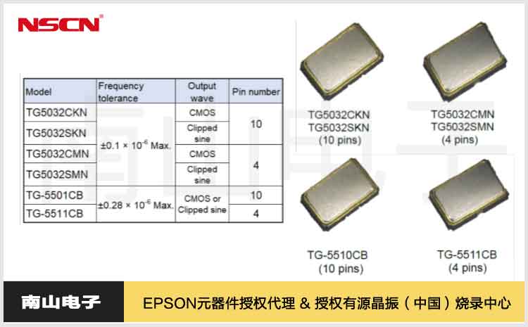 爱普生发布全新TCXO温补晶振TG5032系列和TG-5510系列
